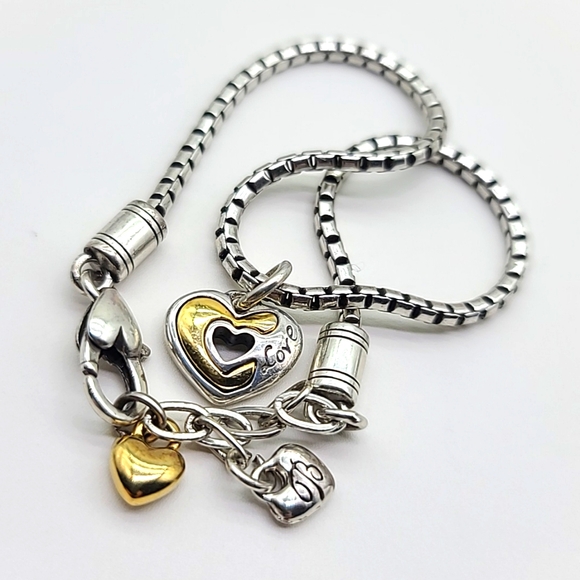 🎉HP🥳 Brighton "GOLDEN SPRING" Two-Tone Chain Bracelet w "Love" Heart Charm! - Picture 8 of 9